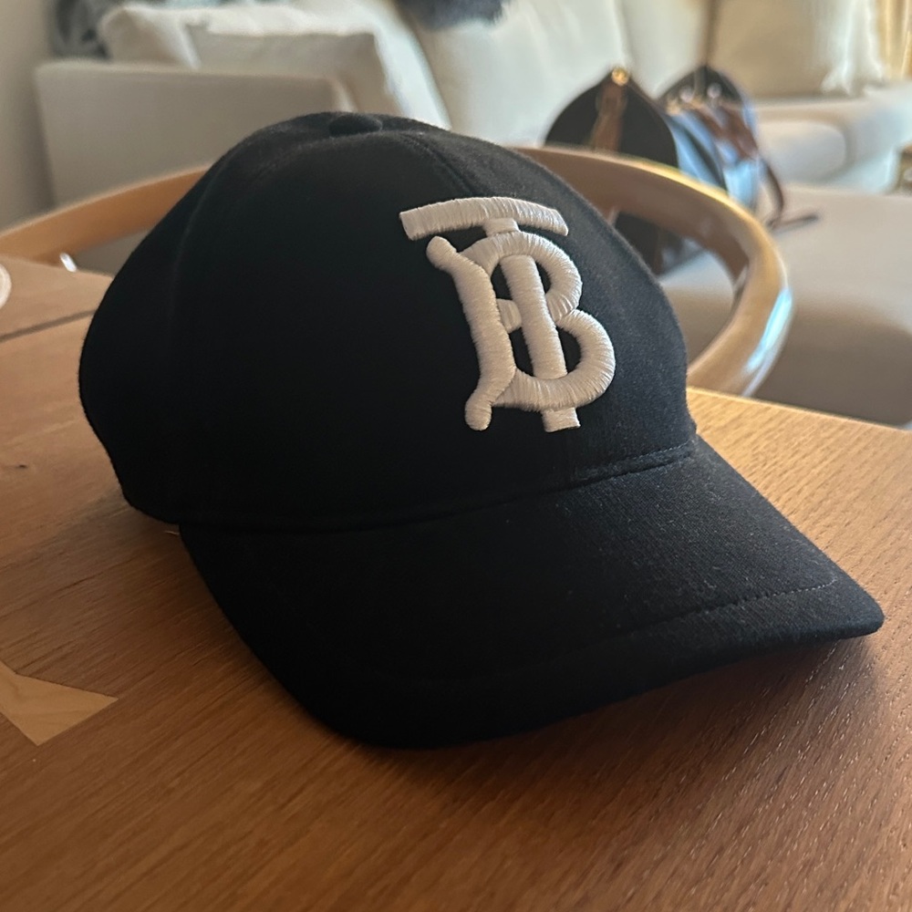 Black Burberry Cap with White Logo